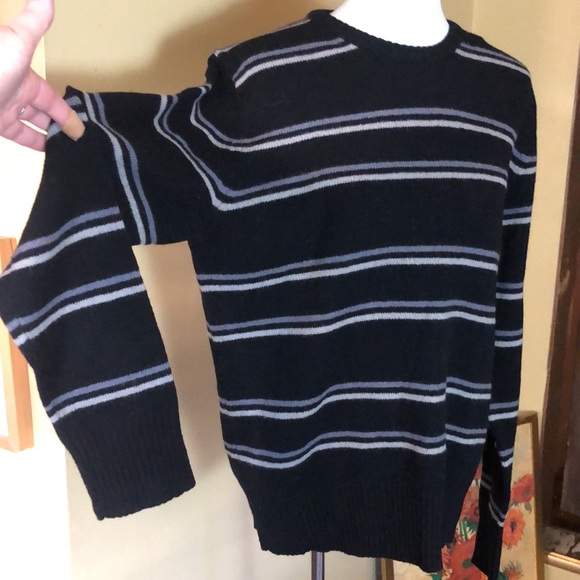 AYC By Joshua Faulk Size XL Wool blend Stripe Clean Graphic $119 NEW - Picture 2 of 15